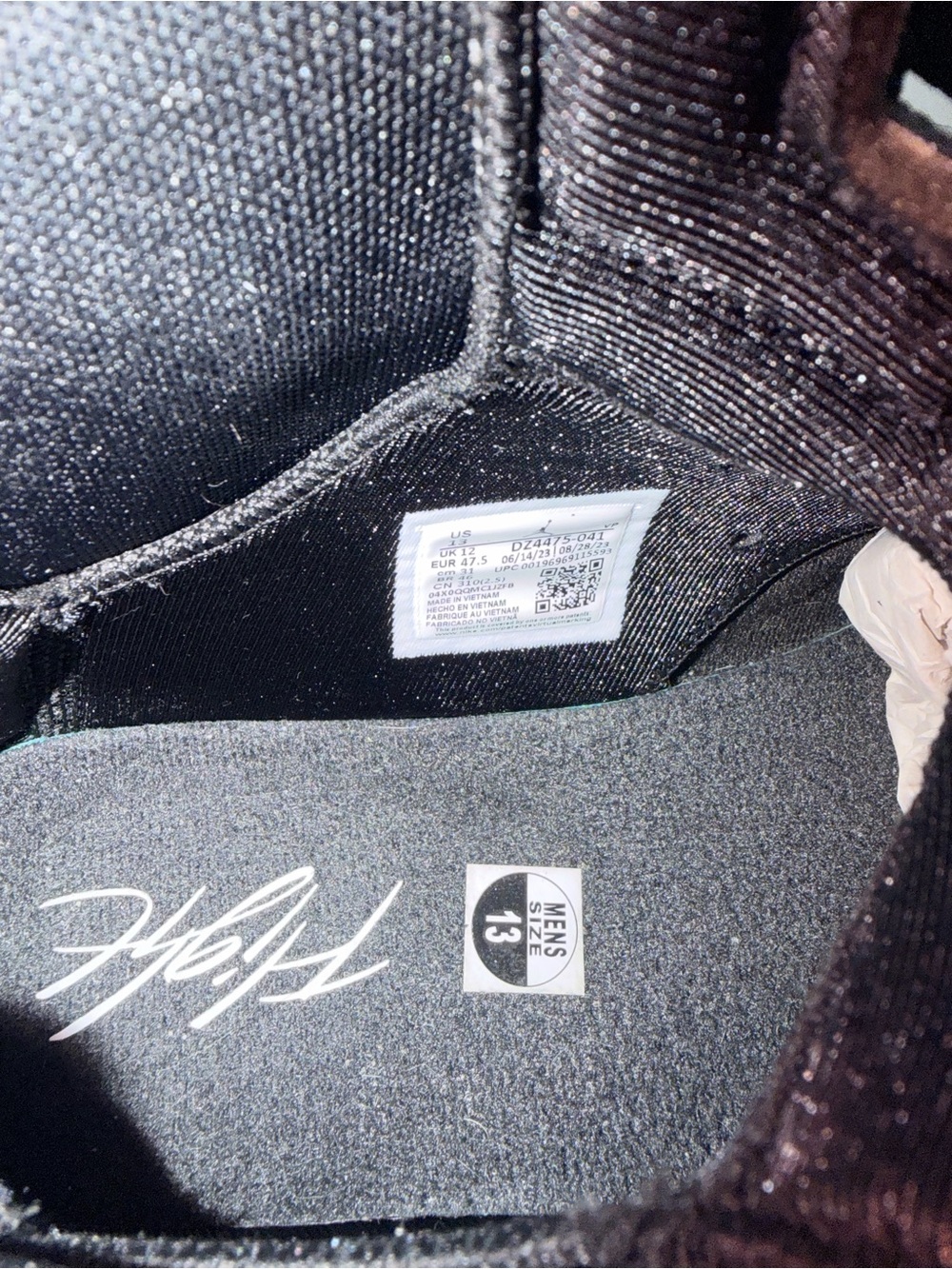 Jordan Black and Royal Blue High-Top Basketball Sneakers - Picture 6 of 9